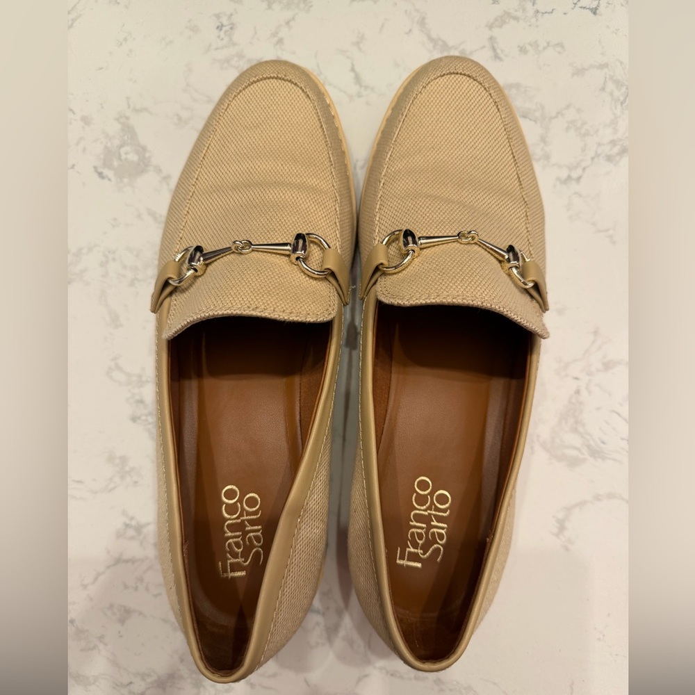 Franco Sarto Tan Loafers with Gold Accents - Picture 4 of 6